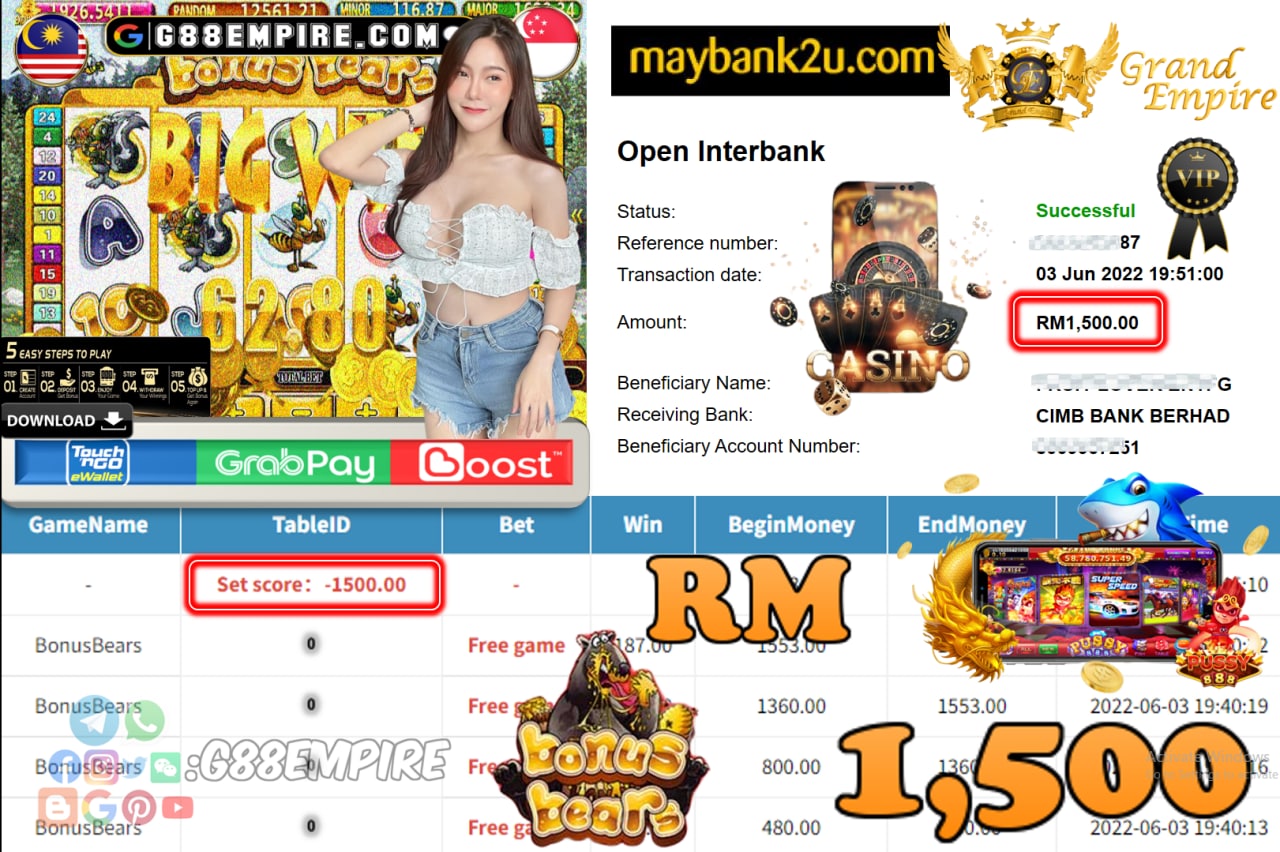 PUSSY888 - BONUSBEARS CUCI RM1,500 !!!