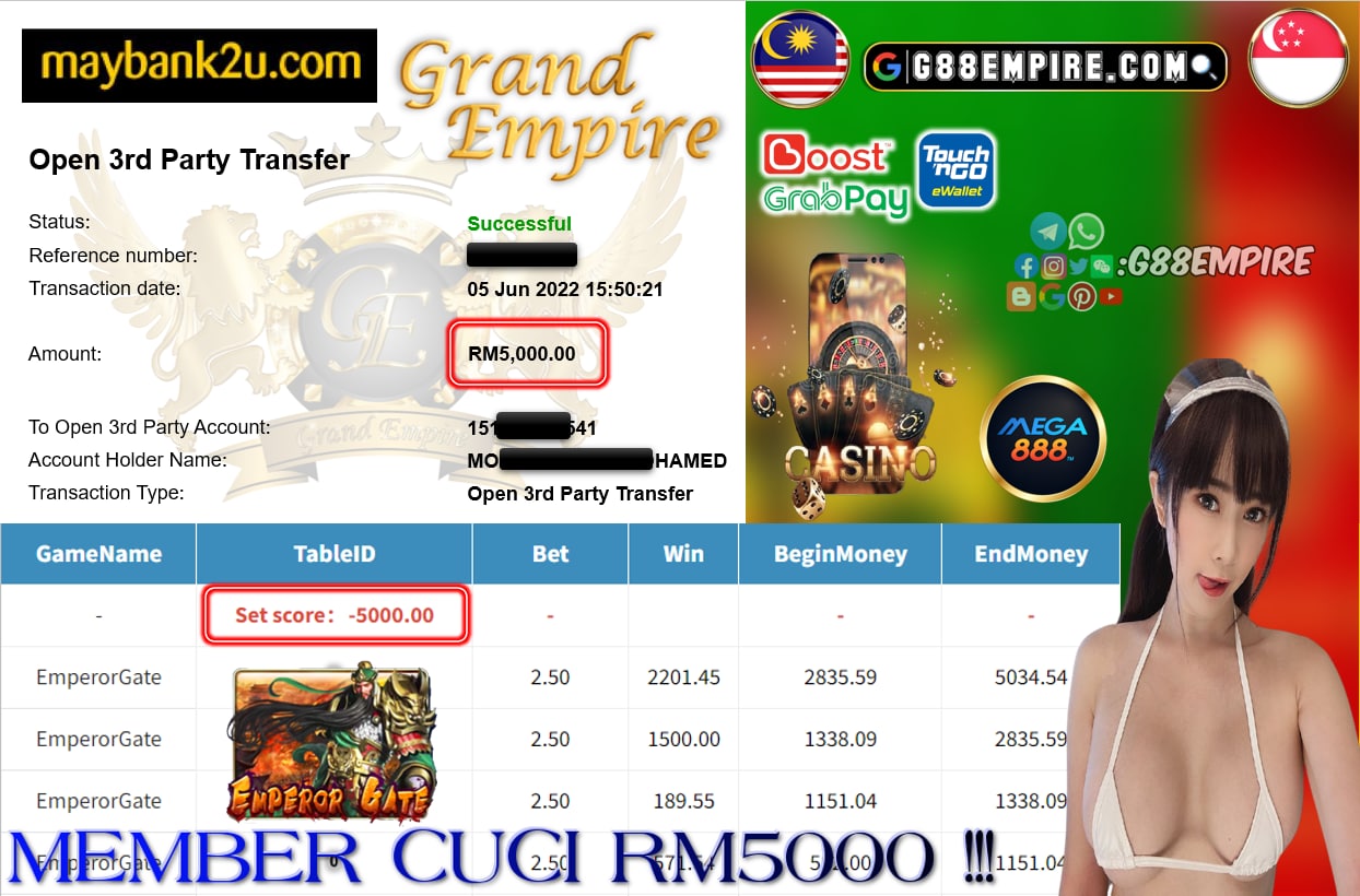 MEGA888 - EMPERORGATE CUCI RM5000 !!!