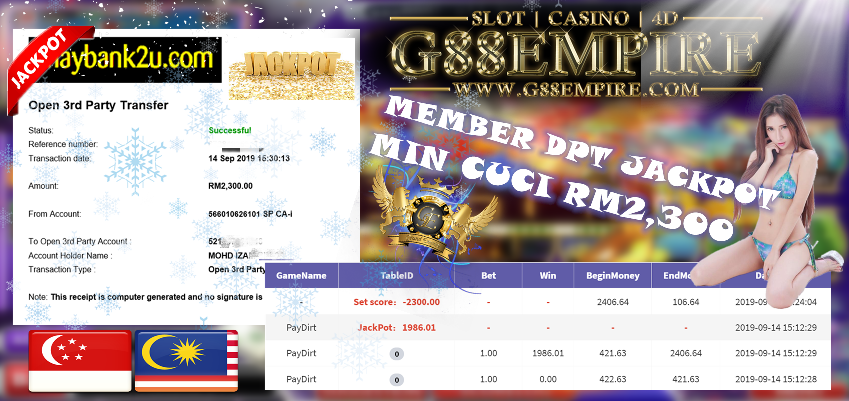 MEMBER DPT JACKPOT MINTA CUCI RM2300 !!!