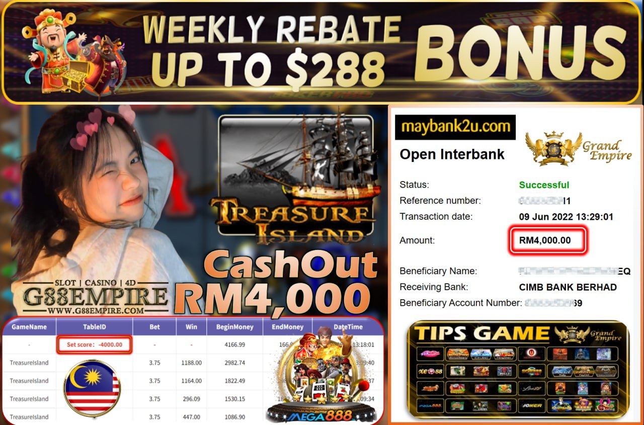 MEGA888 - TREASUREISLAND CUCI RM4,000 !!!