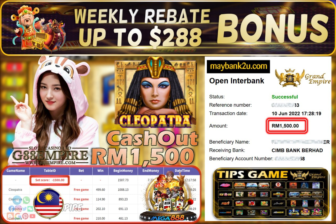 MEGA888 - CLEOPATRA CUCI RM1,500 !!!