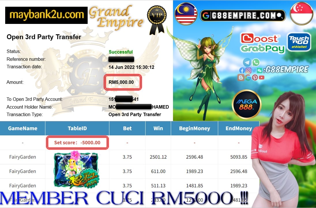 MEGA888 - FAIRYGARDEN CUCI RM5000 !!!