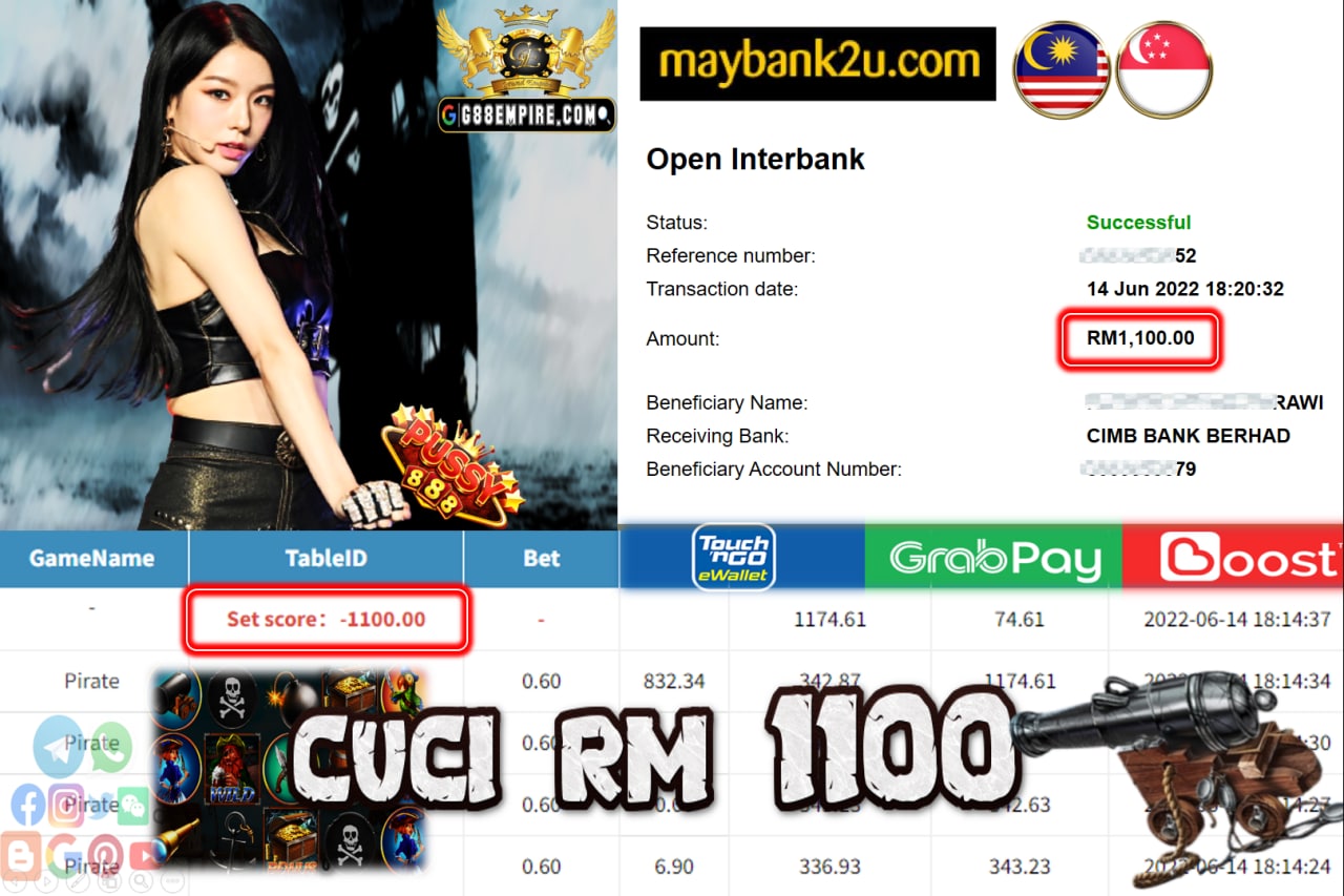 PUSSY888 -  PIRATE CUCI RM1,100 !!!