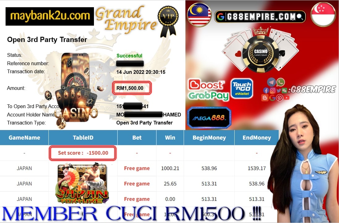 MEGA888 - JAPAN CUCI RM1500 !!!