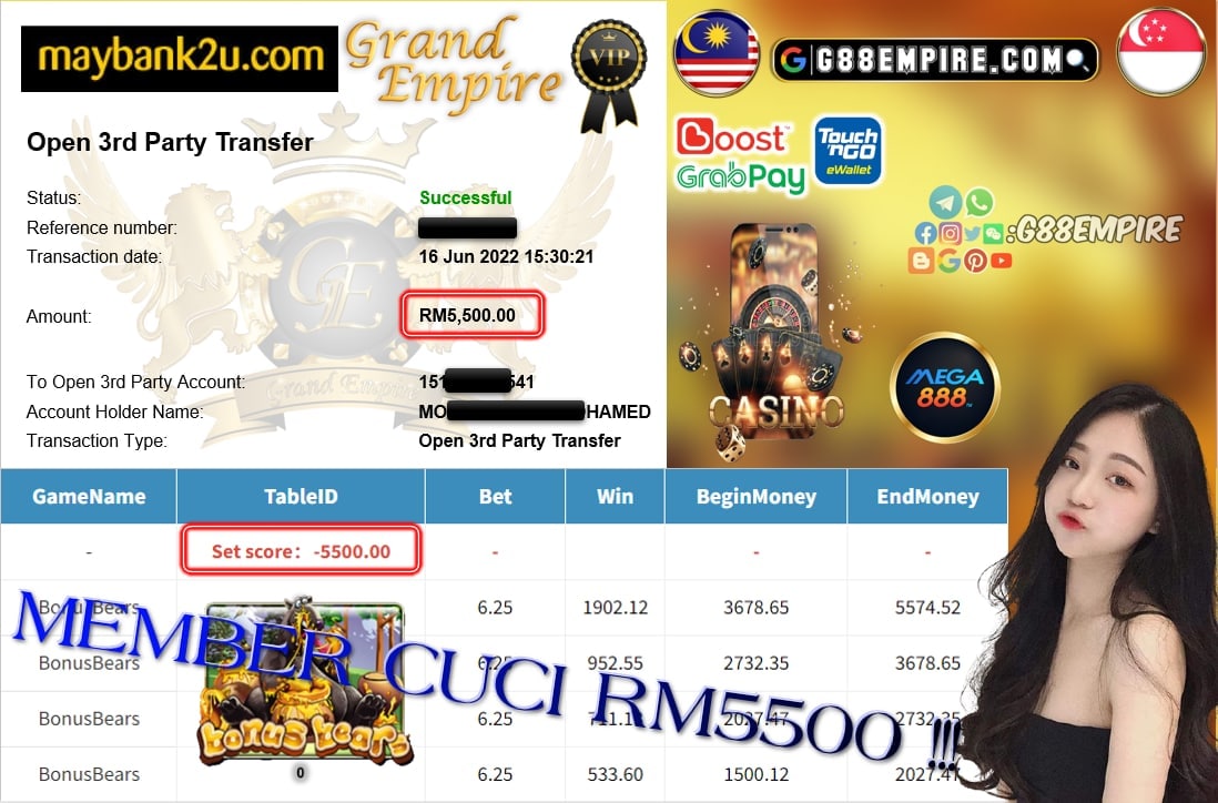 MEGA888 - BONUSBEARS CUCI RM5500 !!!