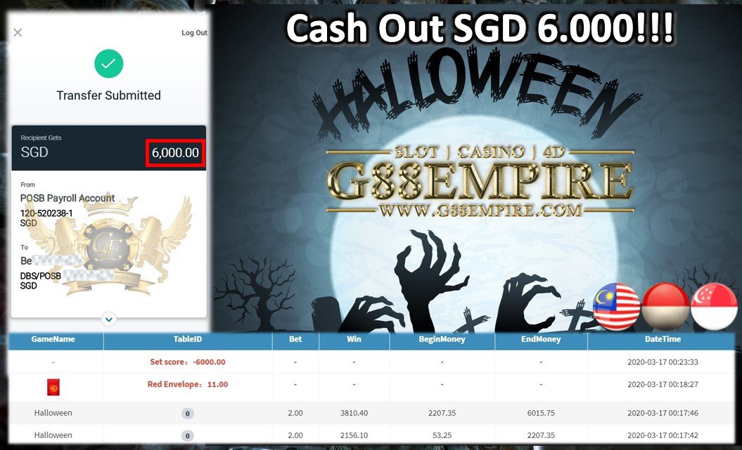 HALLOWEEN CASH OUT SGD 6.000!!!