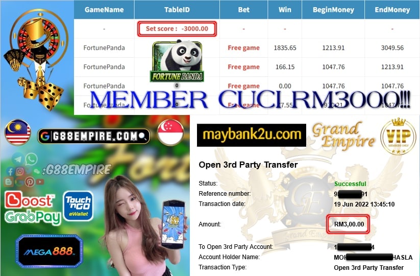 MEGA888 FORTUNEPANDA CUCI RM3000