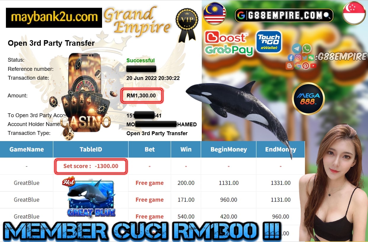 MEGA888 - GREATBLUE CUCI RM1300 !!!