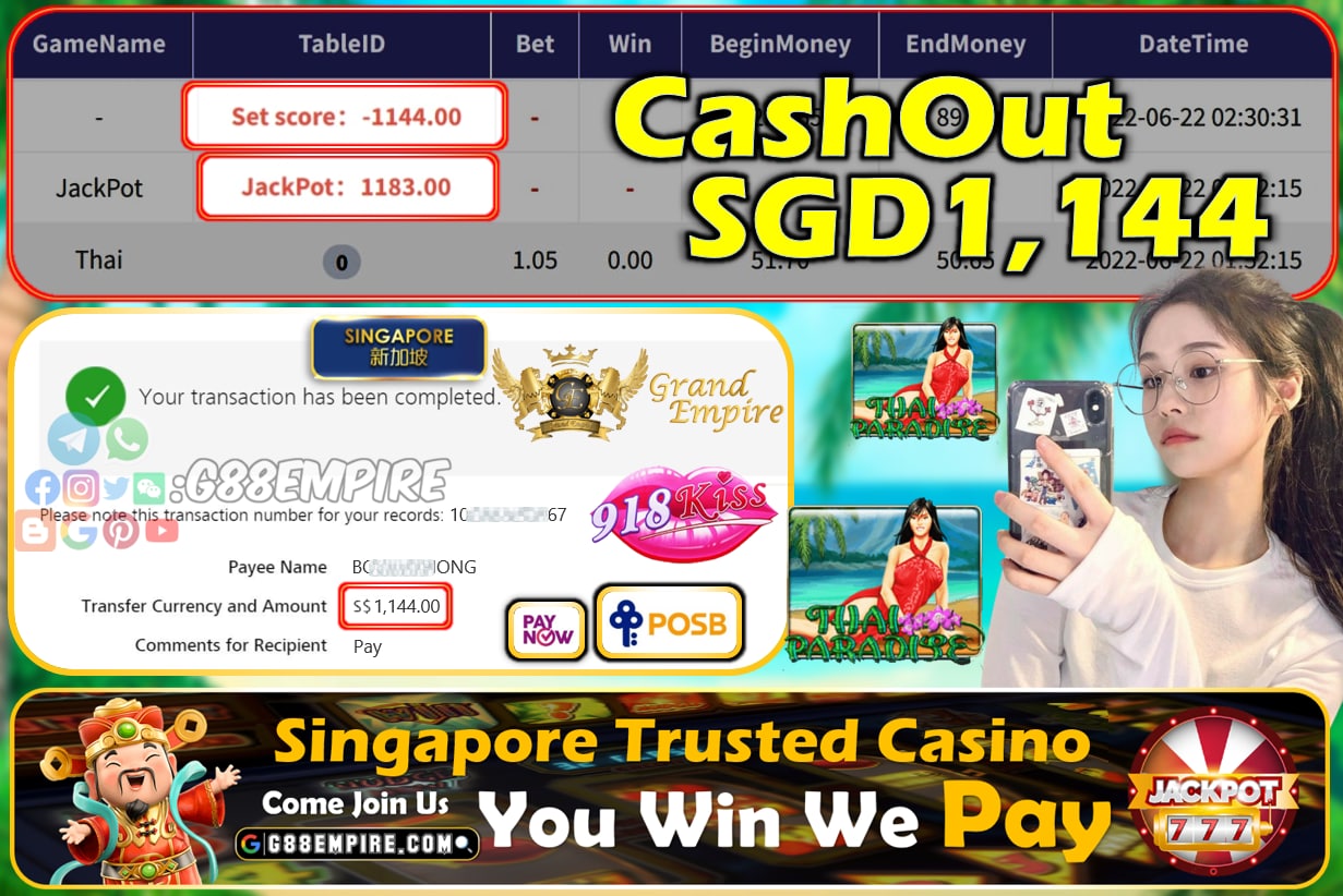 918KISS - THAI CASHOUT SGD1144 !!!