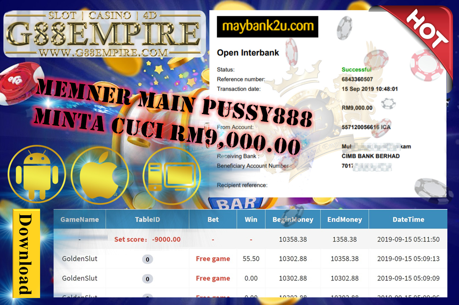 CUSTOMER MAIN PUSSY888 CUCI RM9000 !! 