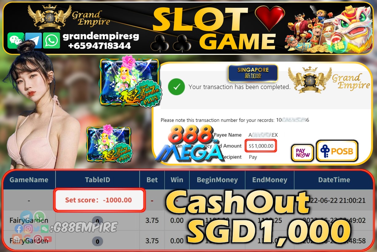 MEGA888 - FAIRYGARDEN CASHOUT SGD1000 !!!