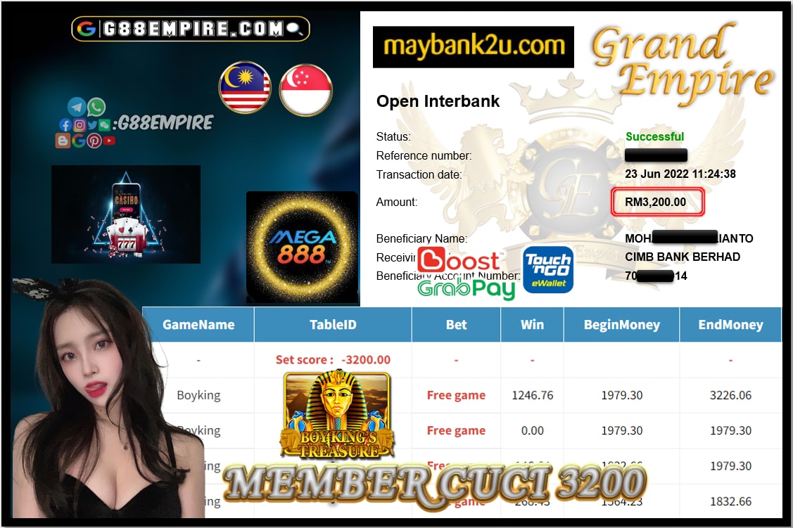 MEGA888 BOYKING CUCI 3200