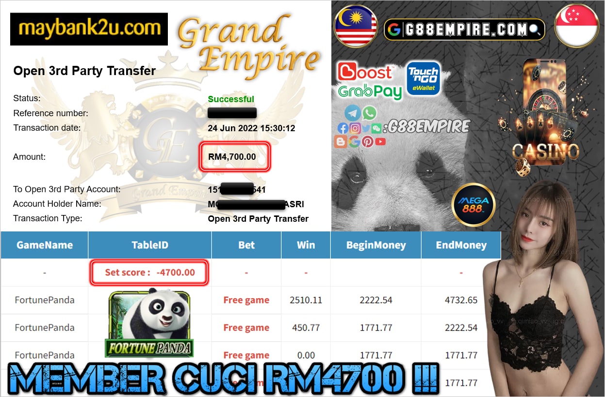 MEGA888 - FORTUNEPANDA CUCI RM4700 !!!