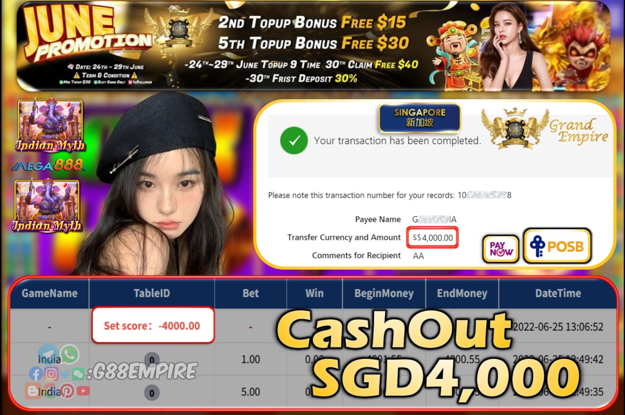 MEGA888 ~ INDIA CASHOUT SGD4000!!!