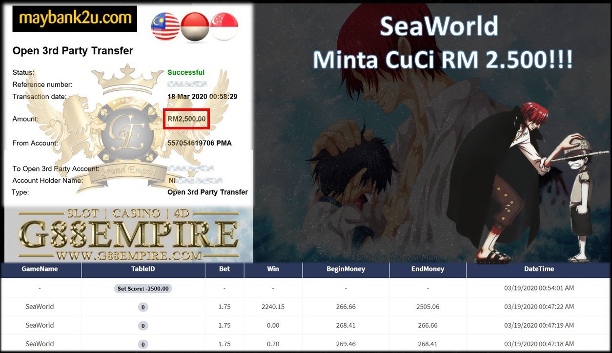 SEAWORLD MINTA CUCI RM2.500!!!