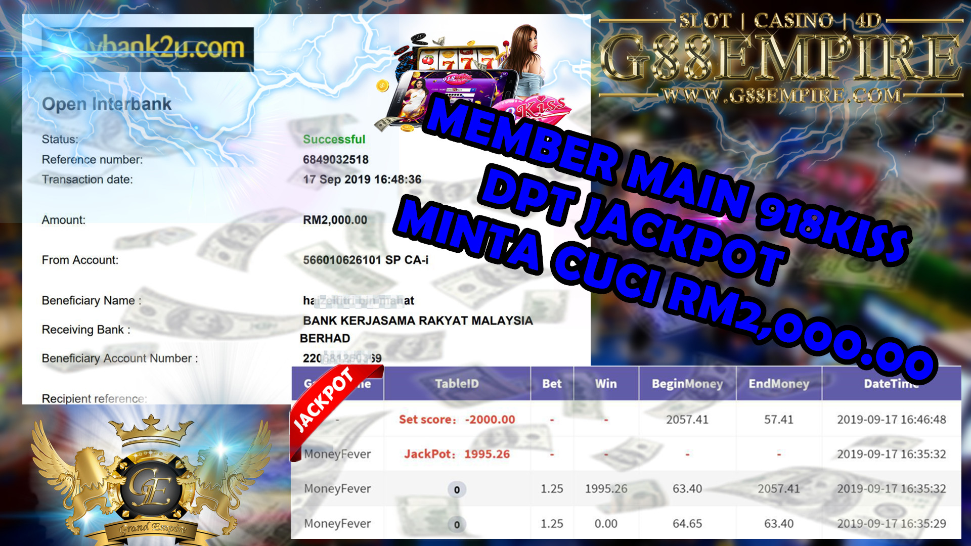 CUSTOMER MAIN 918KISS CUCI RM2000 !! 