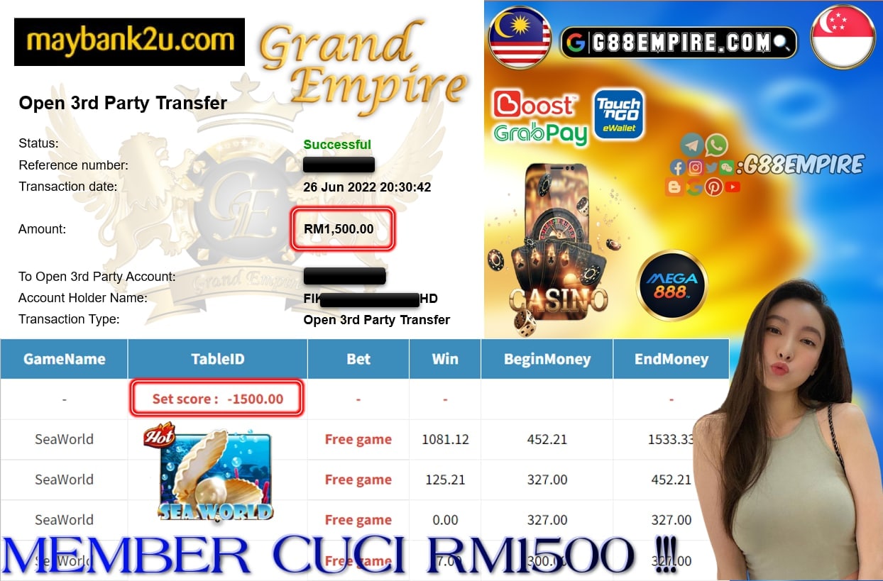 MEGA888 - SEAWORLD CUCI RM1500 !!!