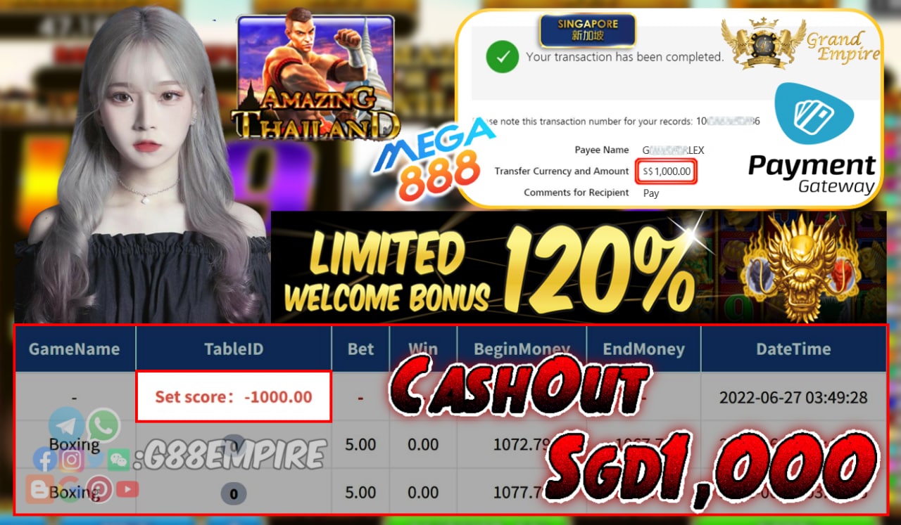 MEGA888 ~ BOXING  CASHOUT SGD1000!!!