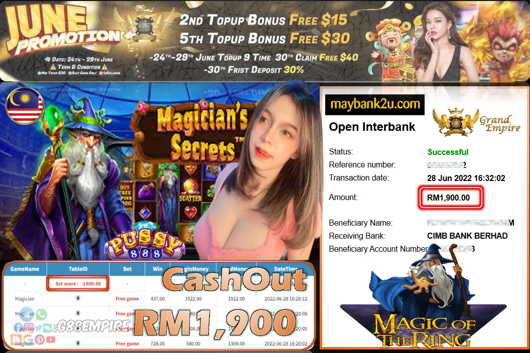 PUSSY888 - MAGICIAN CUCI RM1,900 !!!