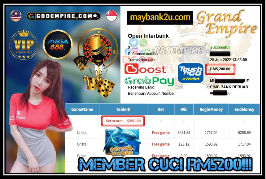 MEGA888 CRISTAL CUCI RM5200