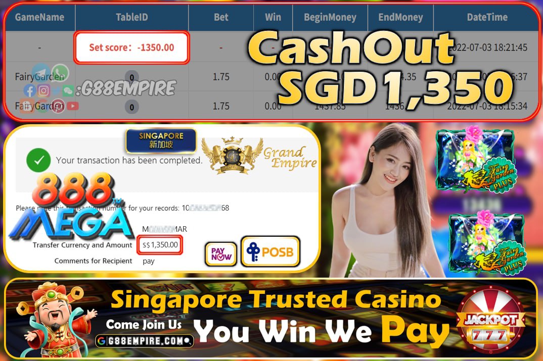 MEGA888 ~ FAIRY GARDEN CASHOUT SGD1350 !!!