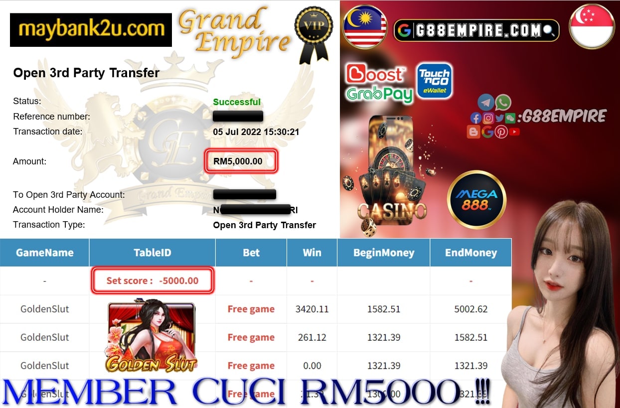 MEGA888 - GOLDENSLUT CUCI RM5000 !!!