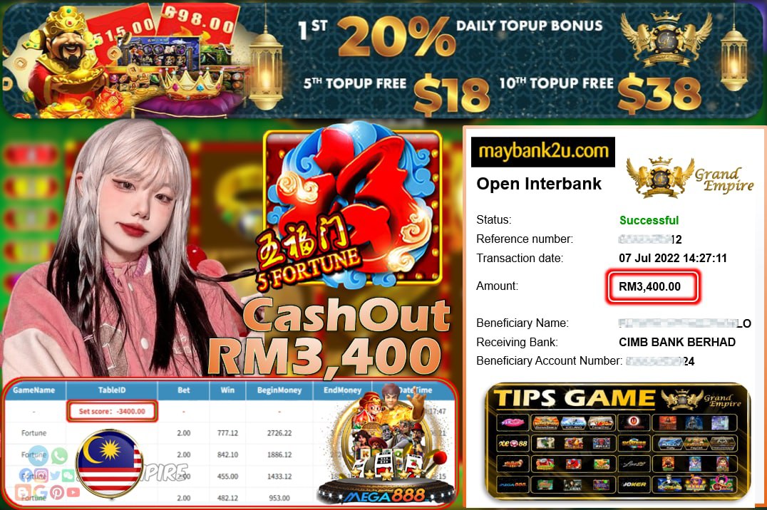 MEGA888 - FORTUNE CUCI RM3,400 !!!