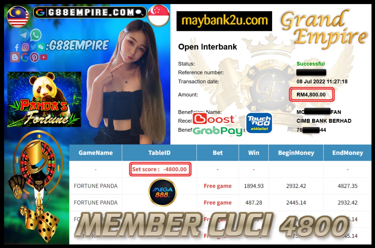 MEGA888 FORTUNEPANDA CUCI 4800