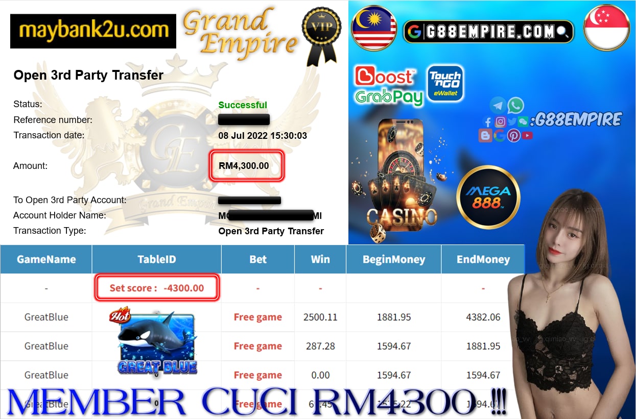 MEGA888 - GREATBLUE CUCI RM4300 !!!