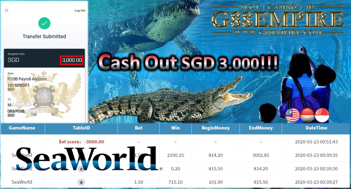 SEAWORLD CASH OUT SGD 3.000!!!