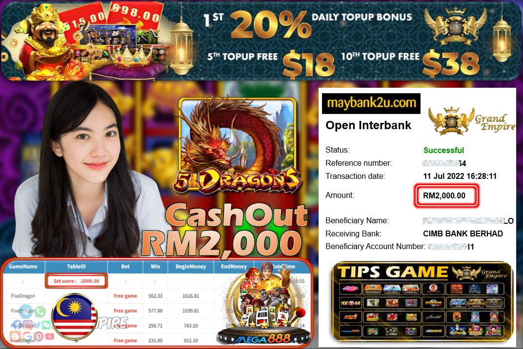 MEGA888 - FIVEDRAGON CUCI RM2,000 !!!