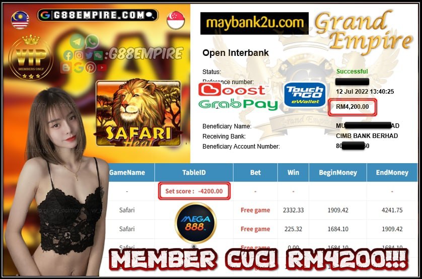 MEGA888 SAFARI CUCI RM4200