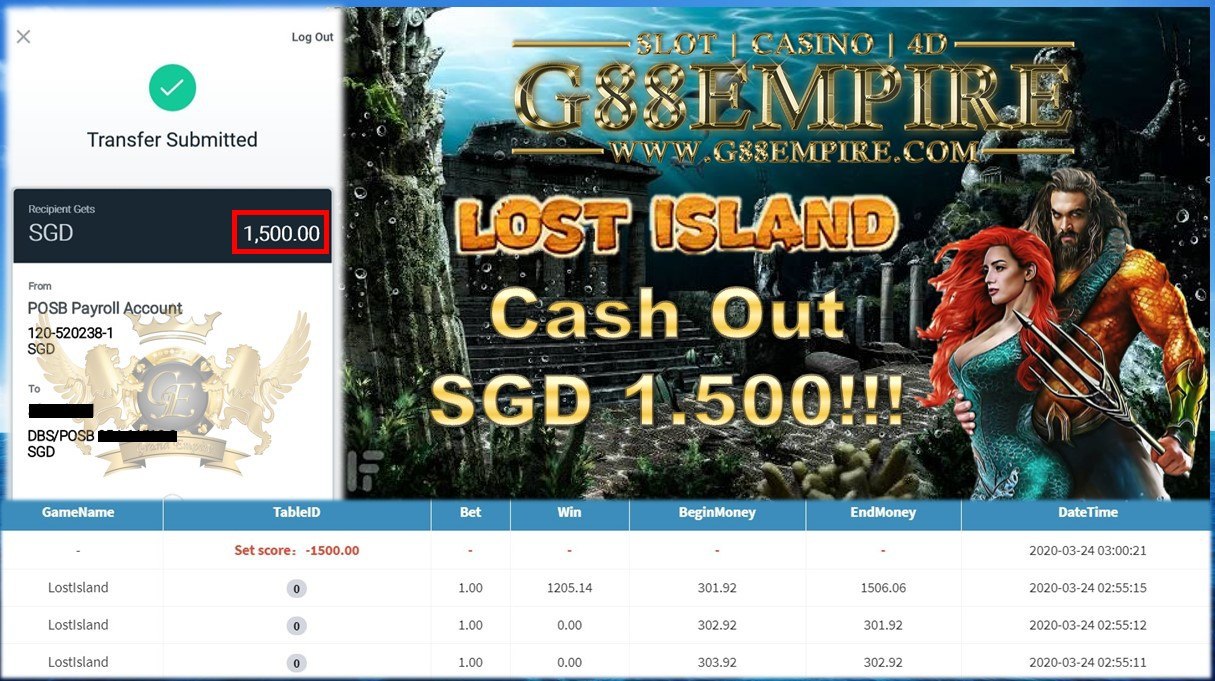 LOSTISLAND CASH OUT SGD 1.500!!!