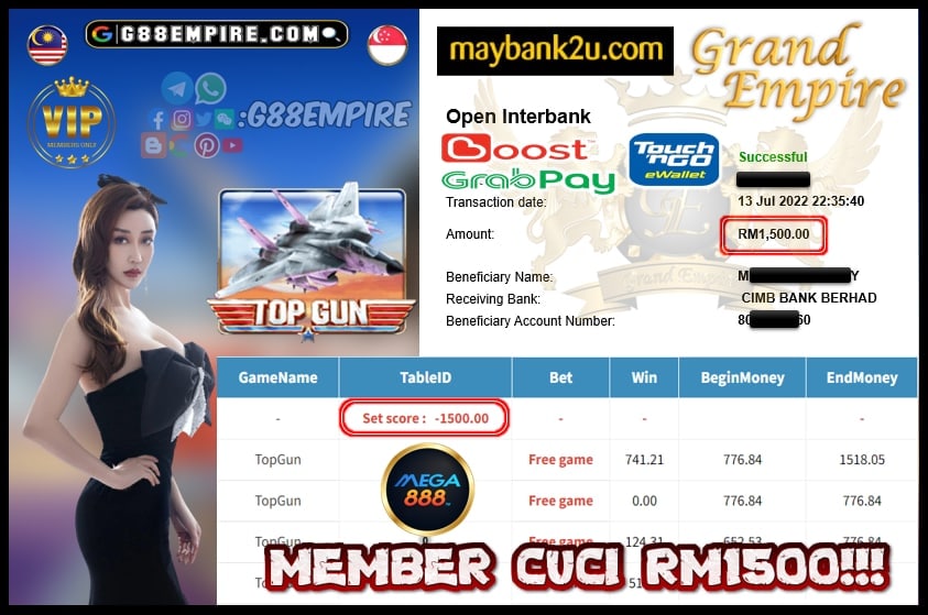 MEGA888 TOPGUN CUCI RM1500