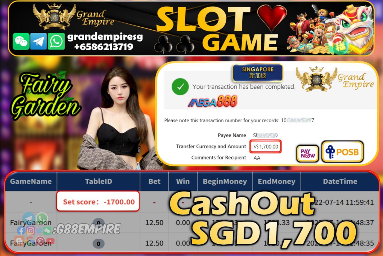 MEGA888 ~ FAIRYGARDEN CASHOUT SGD1700!!!