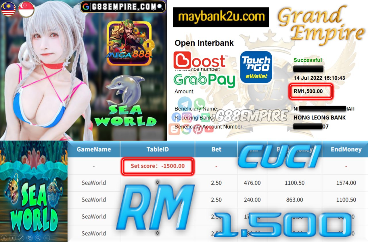 MEGA888 - SEAWORLD - CUCI RM1.500!!!!!