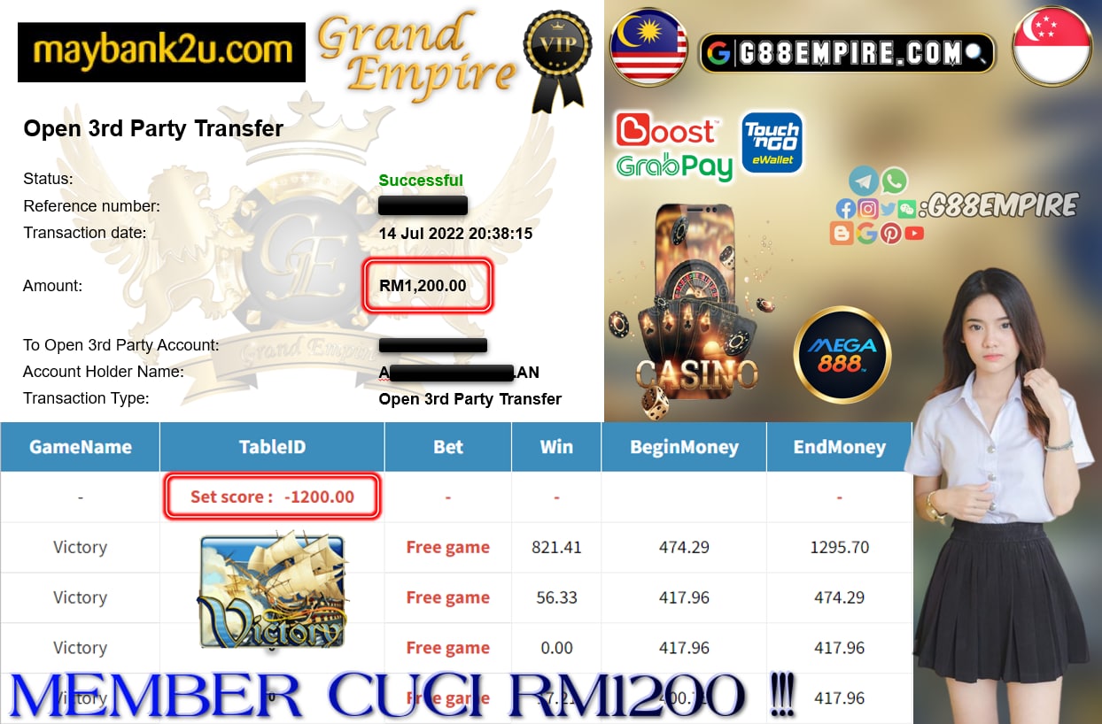 MEGA888 - VICTORY CUCI RM1200 !!!