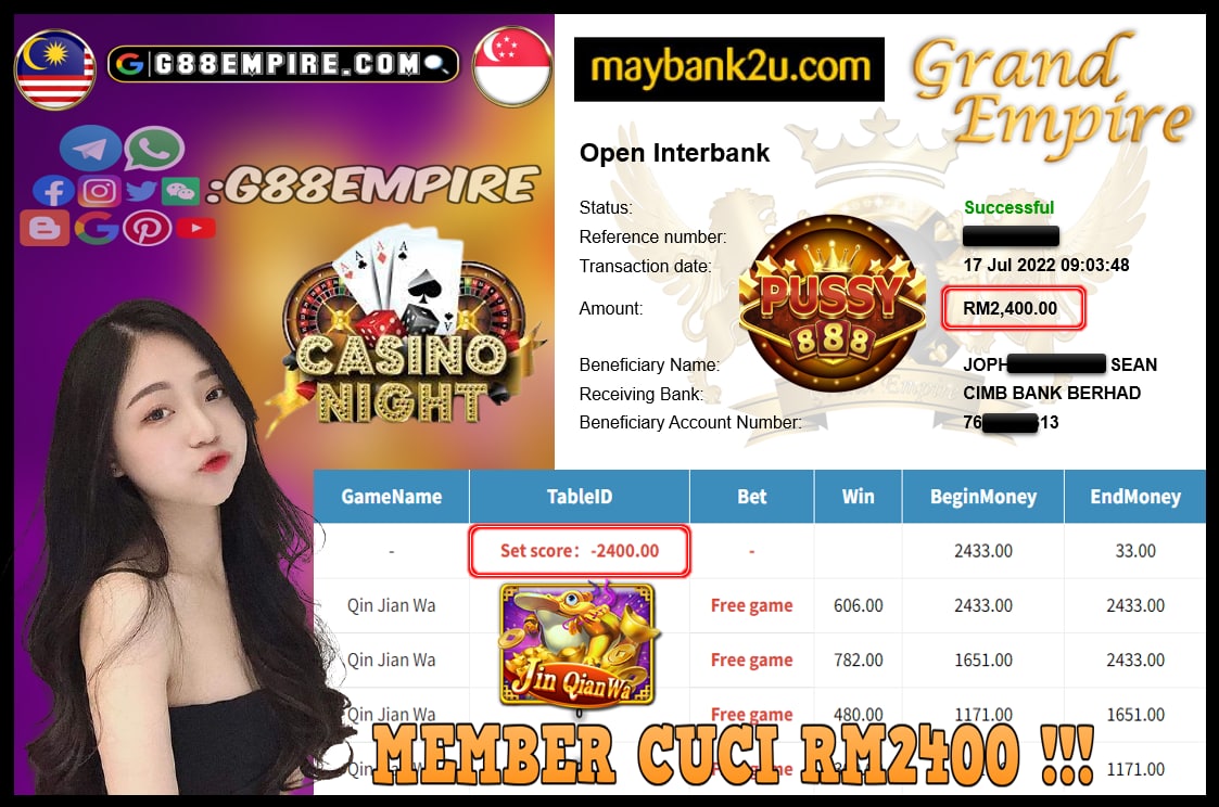 PUSSY888 JIN QIAN WA CUCI RM2,400