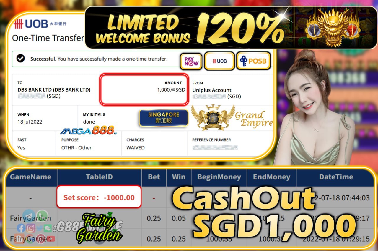 MEGA888 ~ FAIRYGARDEN CASHOUT SGD1000!!!