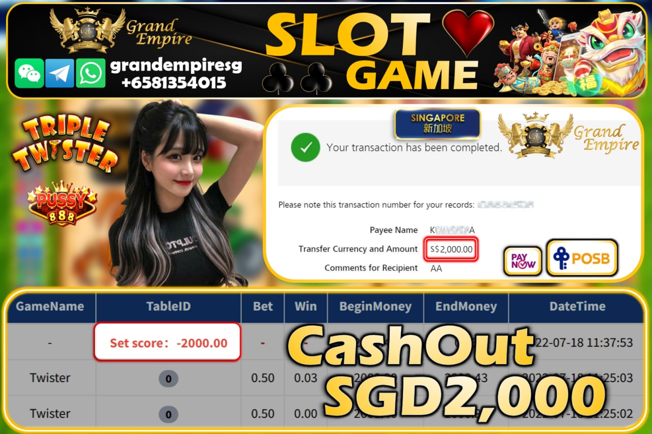 PUSSY888 ~ TWISTER CASHOUT SGD2000!!!