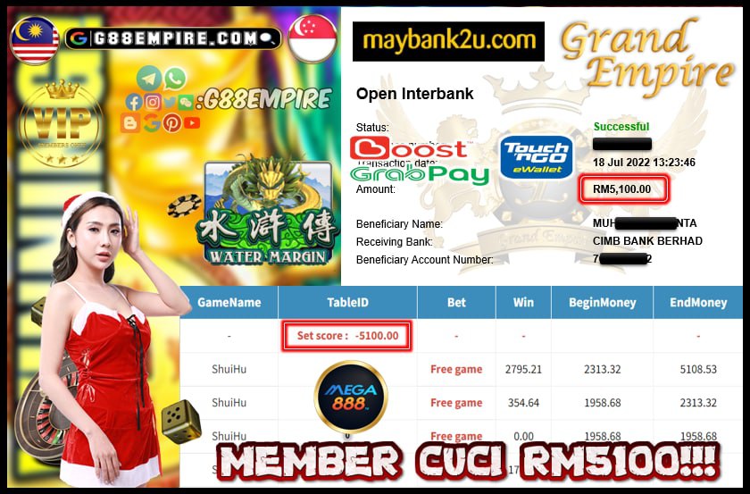 MEGA888 SHUIHU CUCI RM5100