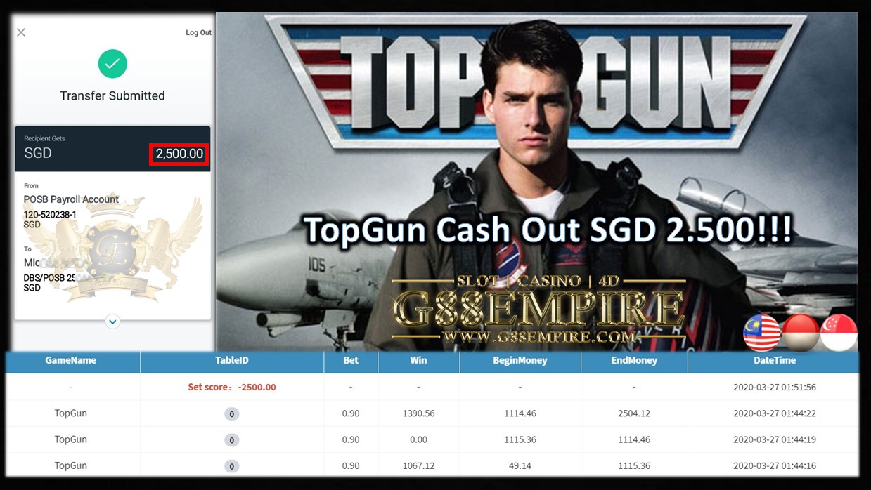 TOPGUN CASH OUT SGD 2.500!!!