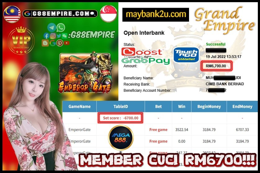 MEGA888 EMPERORGATE CUCI RM6700