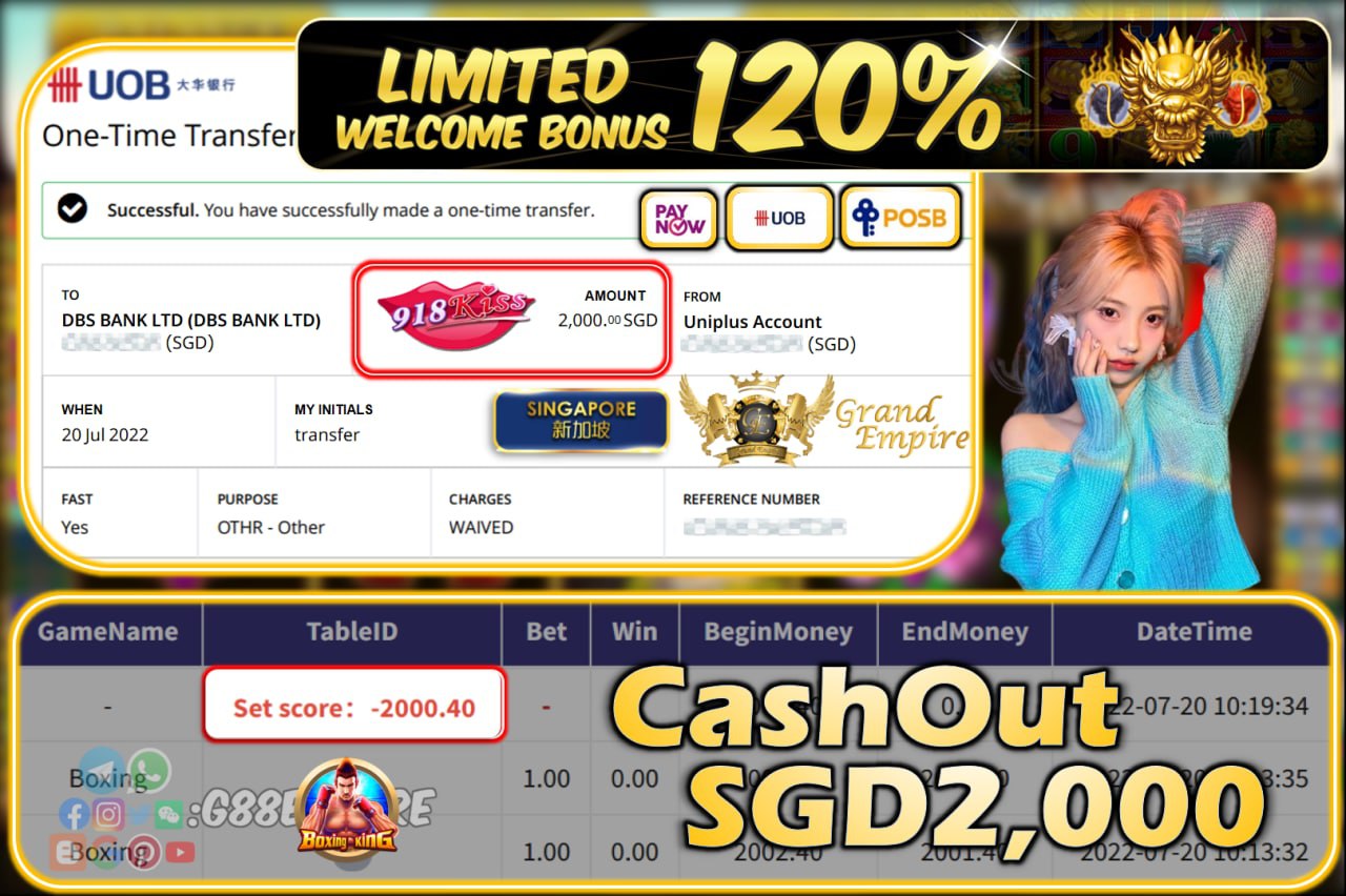 918KISS ~ BOXING CASHOUT SGD2000!!!