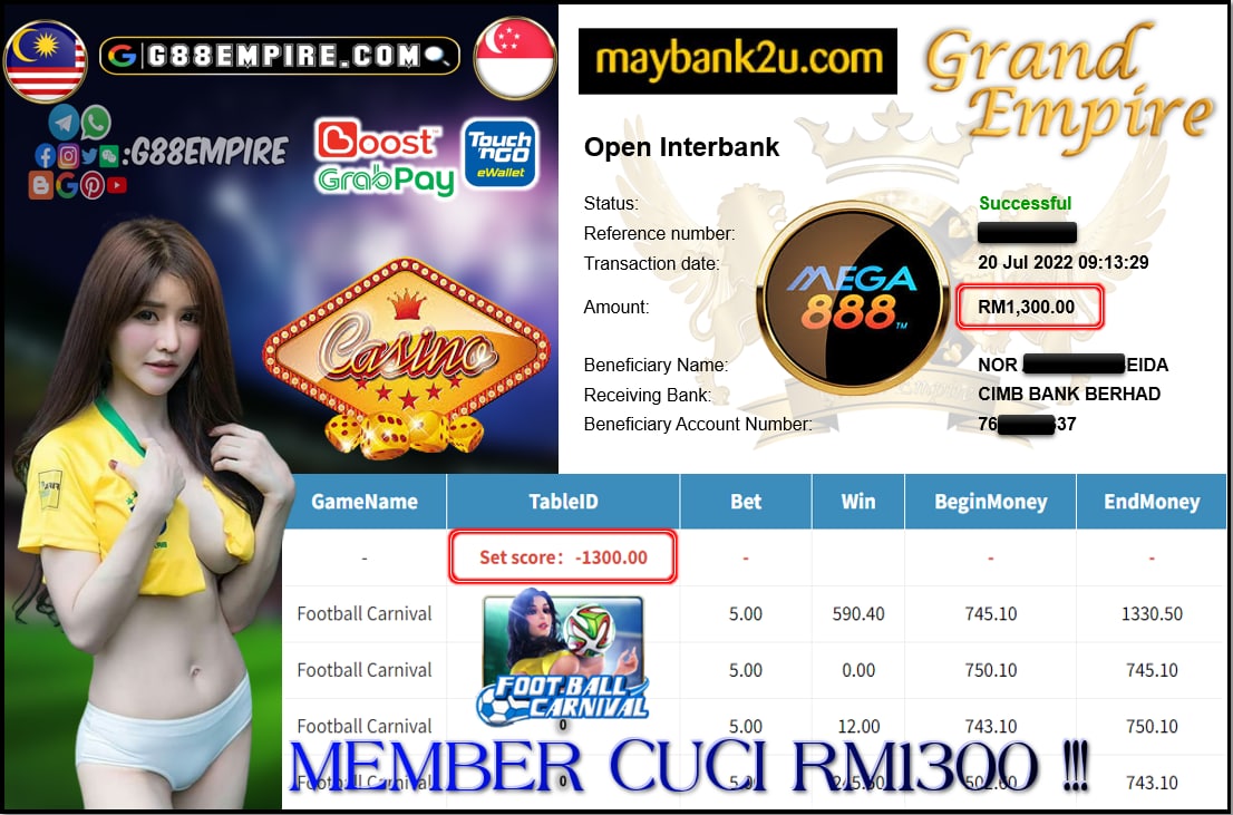 MEGA888 - FOOTBALL CARNIVAL - CUCI RM 1,300 !!!!!