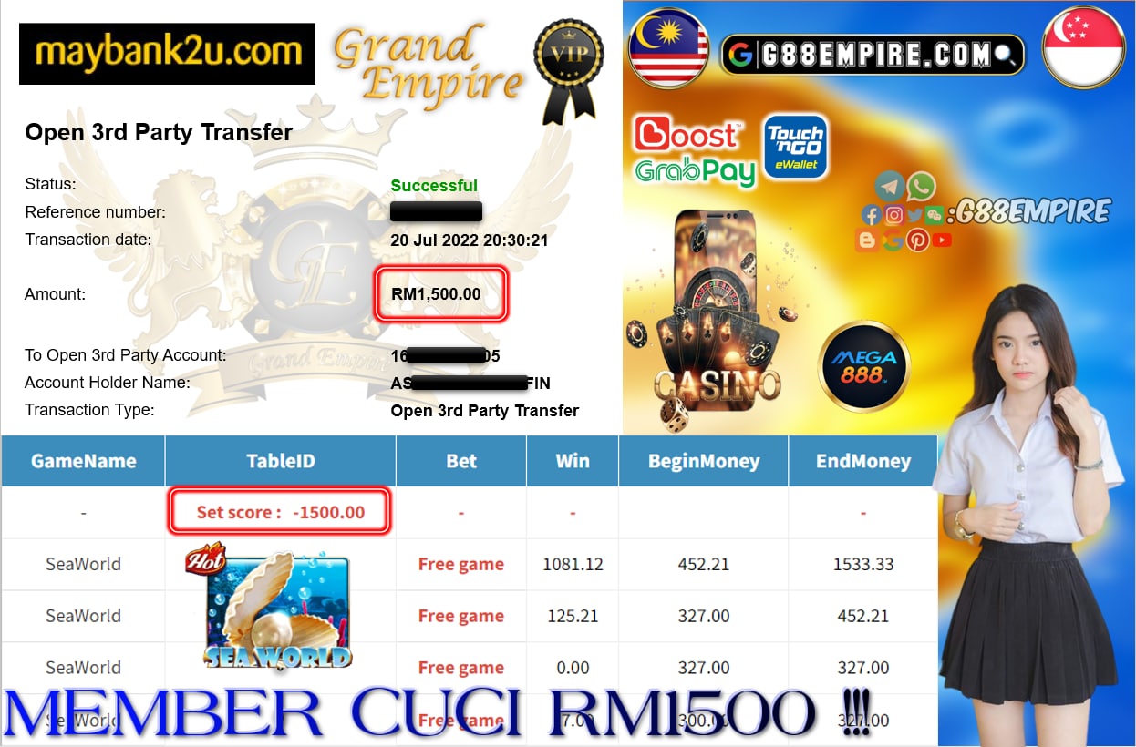 MEGA888 - SEAWORLD CUCI RM1500 !!!