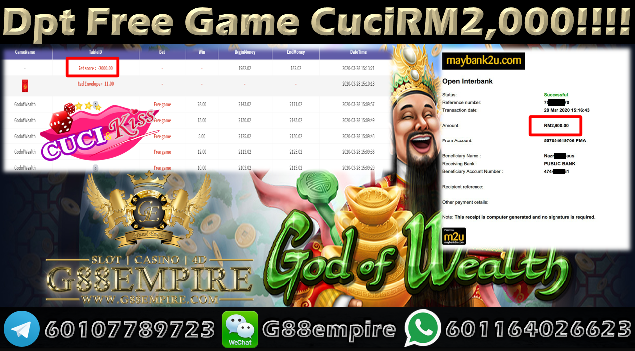 MEMBER MAIN GODOFWEALTH CUCI RM2,000!!!