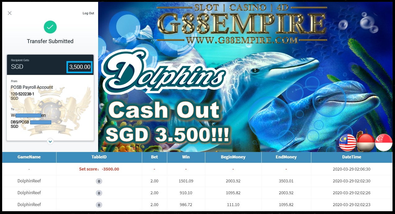 DOLPHINREEF CASH OUT SGD 3.500!!!