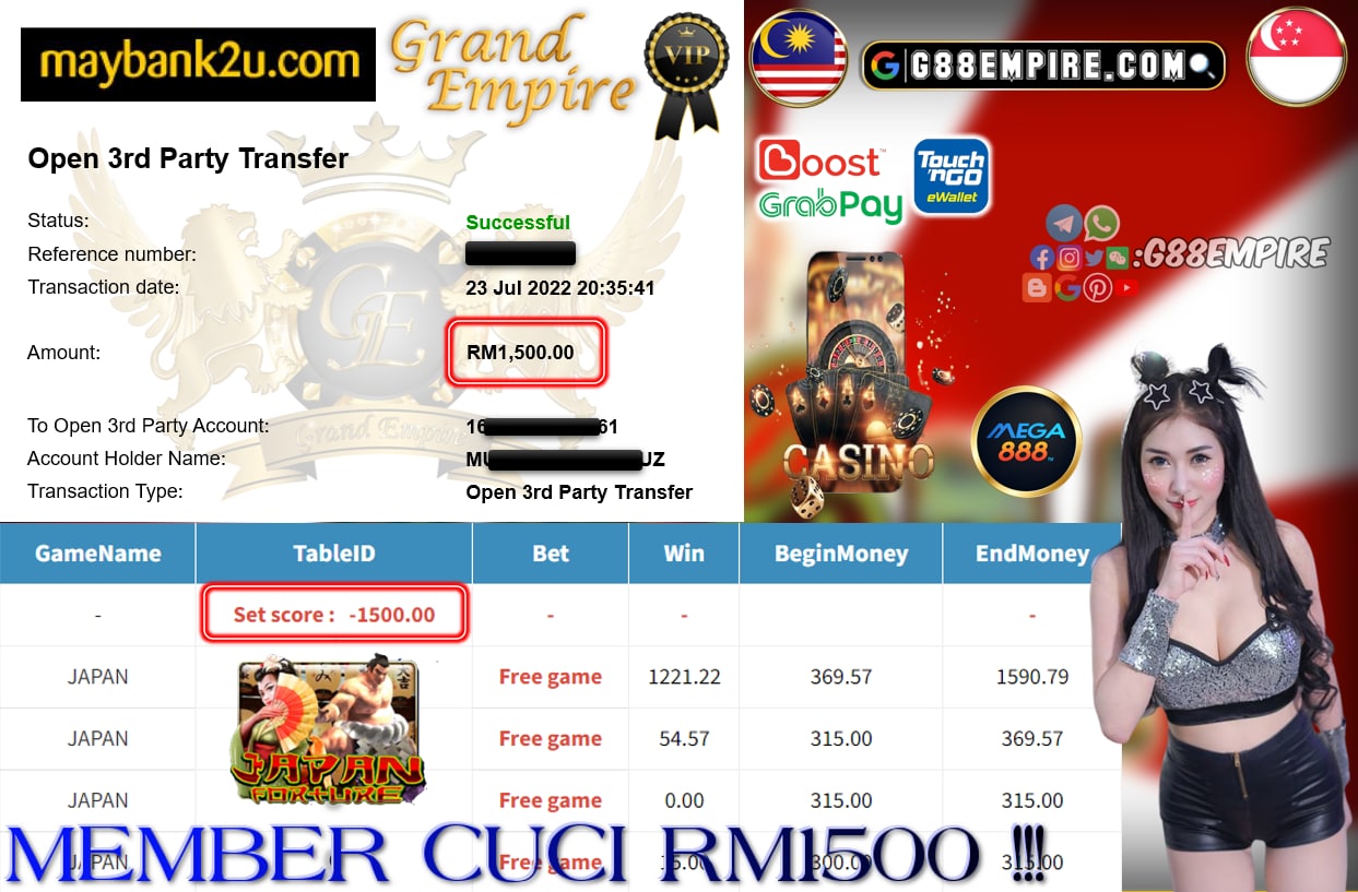 MEGA888 - JAPAN CUCI RM1500 !!!