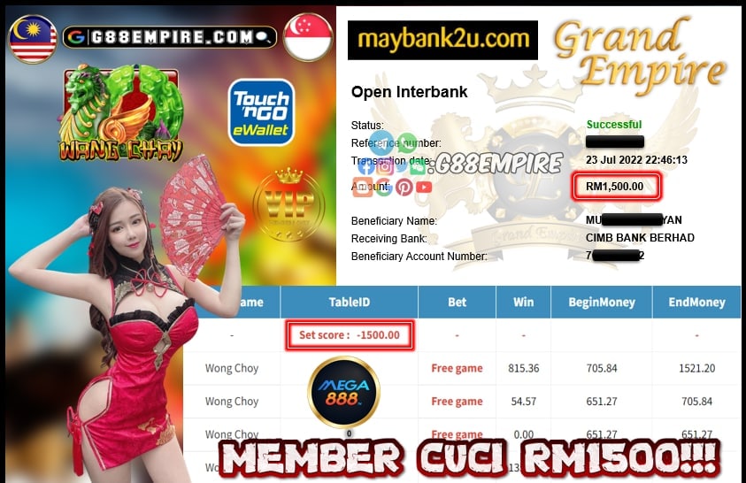 MEGA888 WONG CHOY CUCI RM1500